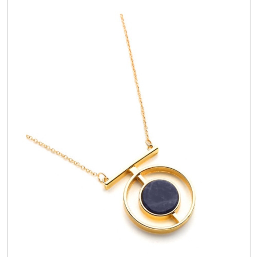 SOLD OUT Gold Geometric Black Stone Necklace